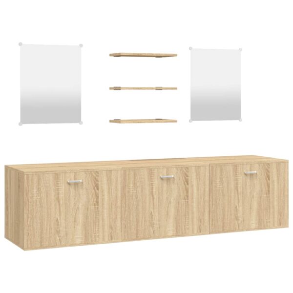 vidaXL 6 Piece Bathroom Furniture Set Oak Engineered Wood - Image 2