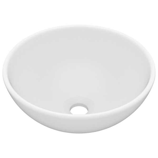 vidaXL Luxury Bathroom Basin Round Matt White 32.5x14 cm Ceramic - Image 2