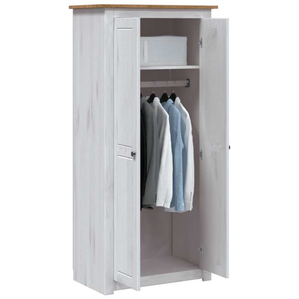 vidaXL Wardrobe White 80x50x171.5 cm Solid Pine Panama Range - Image 2