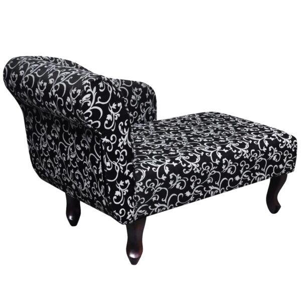 vidaXL Chaise Longue Black and White Fabric - Image 3