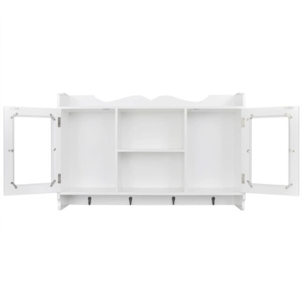 vidaXL Wall Cabinet Display Shelf Book/DVD/Glass Storage White MDF - Image 4