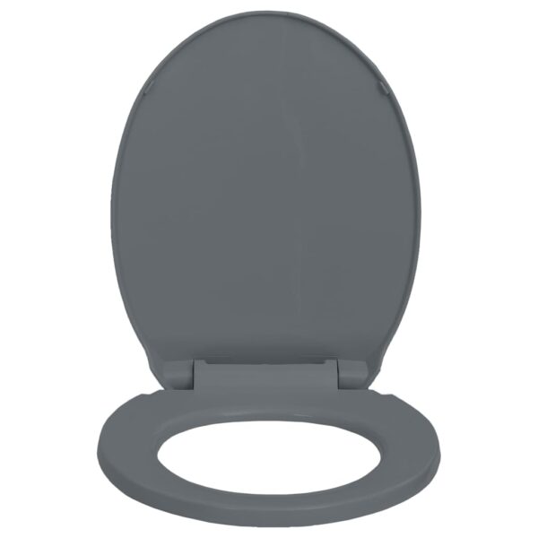 vidaXL Soft-Close Toilet Seat Quick Release Grey Oval - Image 4