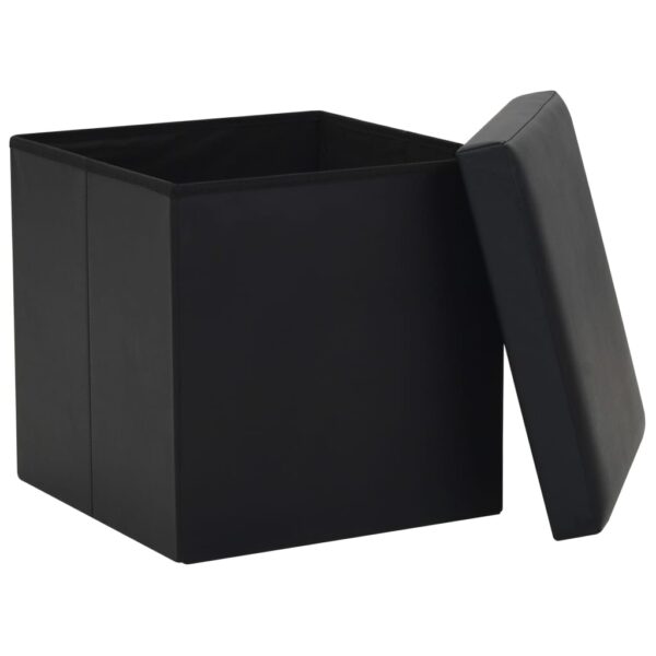 vidaXL Folding Storage Stools 2 pcs Black Faux Leather - Image 4