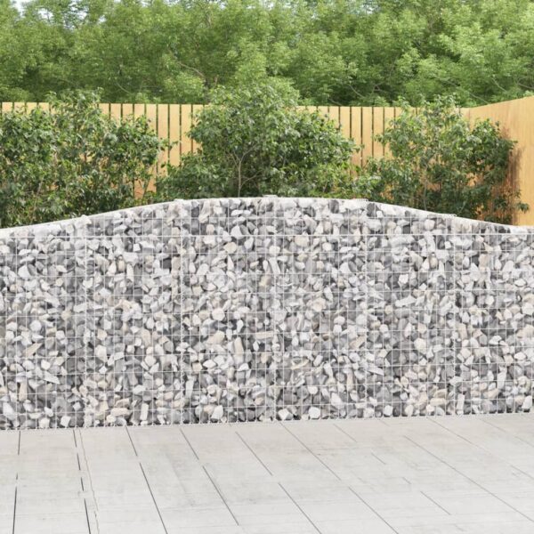 vidaXL Arched Gabion Basket 400x30x100/120 cm Galvanised Iron - Image 1