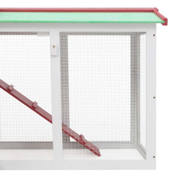 vidaXL Outdoor Large Rabbit Hutch Red and White 145x45x84 cm Wood - Image 5