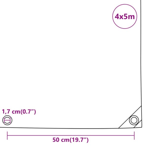 vidaXL Tarpaulin Anthracite 4x5 m 650 g/m² - Image 10