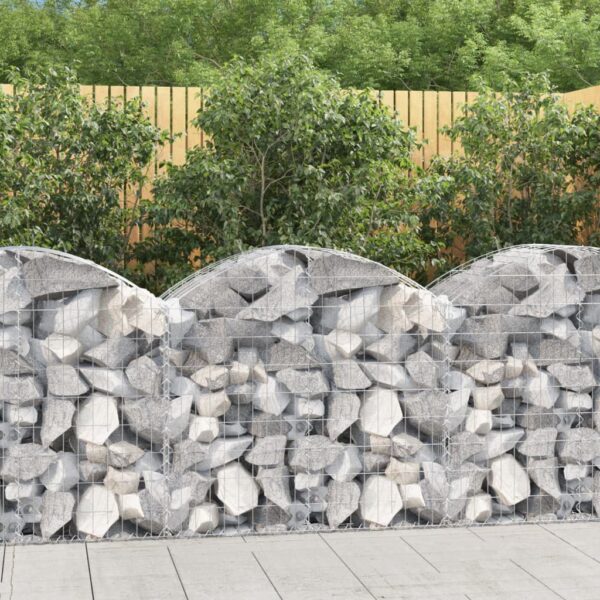 vidaXL Arched Gabion Basket 100x50x80/100 cm Galvanised Iron - Image 1