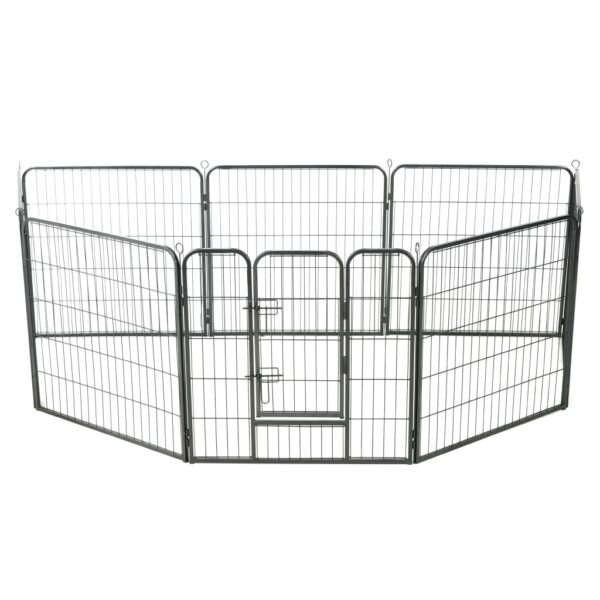vidaXL Dog Playpen 8 Panels Steel 80x80 cm Black - Image 2