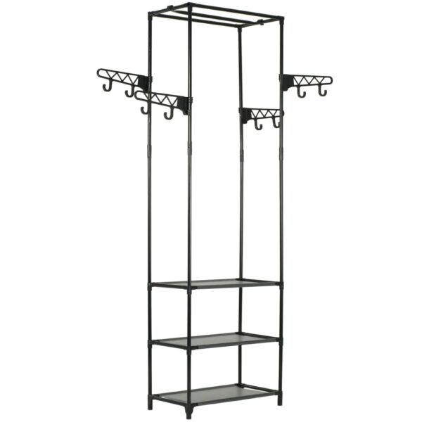 vidaXL Clothes Rack Steel and Non-woven Fabric 55x28.5x175 cm Black - Image 1
