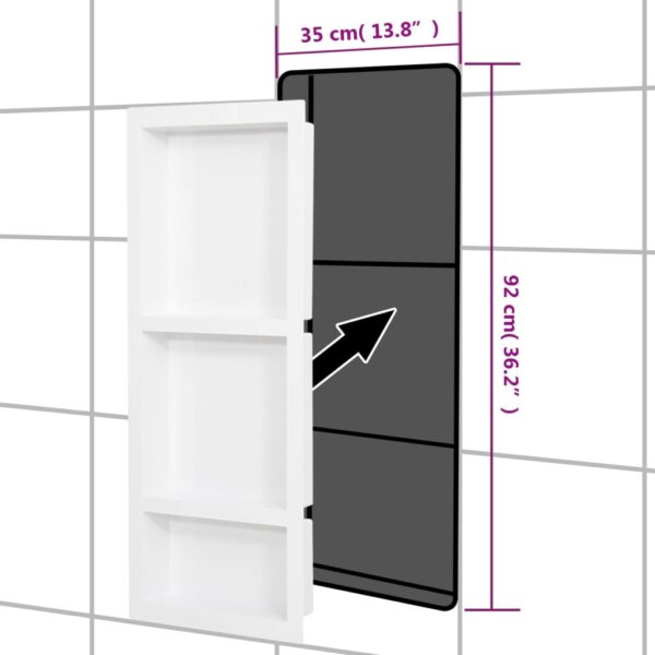 vidaXL Shower Niche with 3 Compartments High Gloss White 41x99x9 cm - Image 6