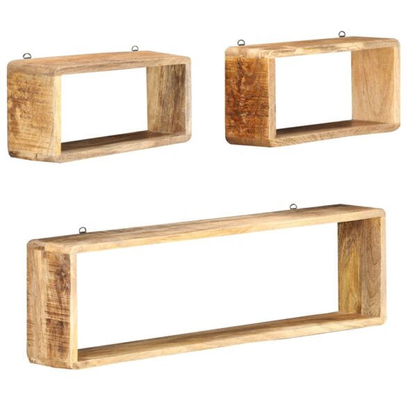 vidaXL 3 Piece Wall Cube Shelf Set Soild Mango Wood - Image 6