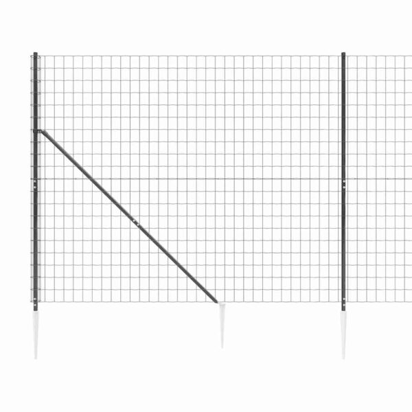 vidaXL Wire Mesh Fence with Spike Anchors Anthracite 1.6x25 m - Image 5