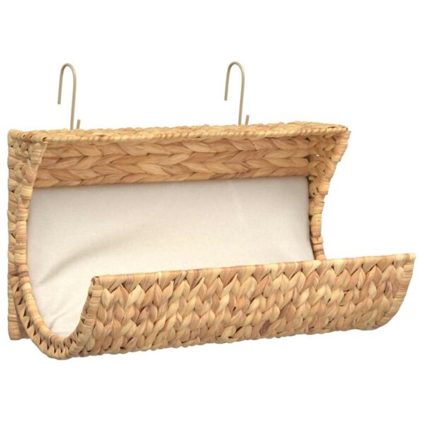 vidaXL Cat Bed with Cushion Water Hyacinth 37x20x20 cm - Image 2