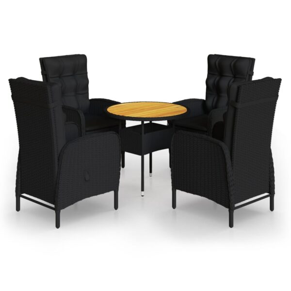 vidaXL 5 Piece Garden Bistro Set Poly Rattan Black - Image 2