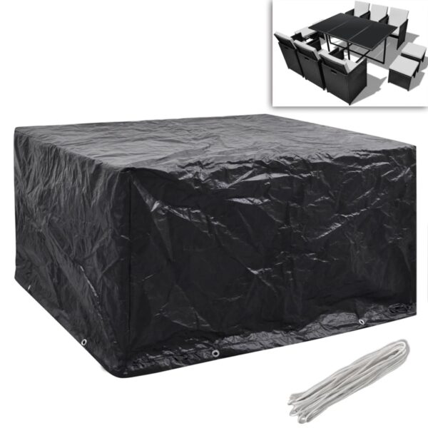 vidaXL Garden Furniture Covers 2 pcs 6 Person Poly Rattan Set 8 Eyelets 172x113cm - Image 2