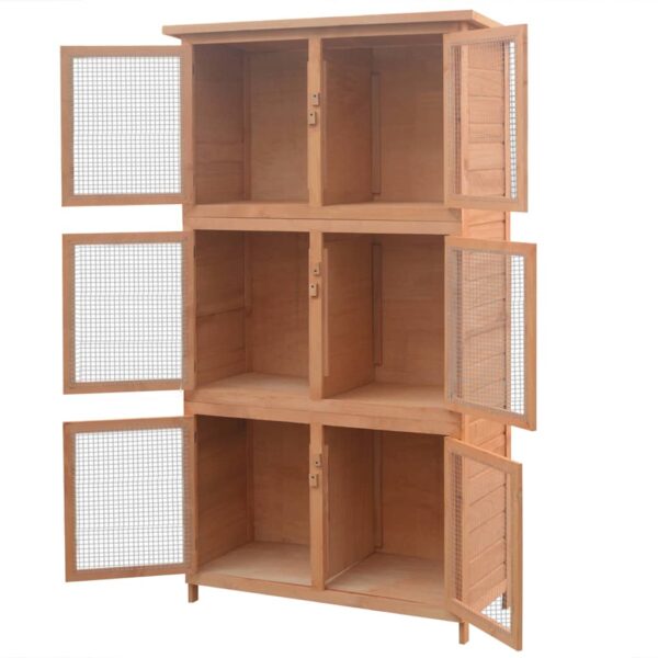 vidaXL Animal Rabbit Cage 6 Rooms Wood - Image 3