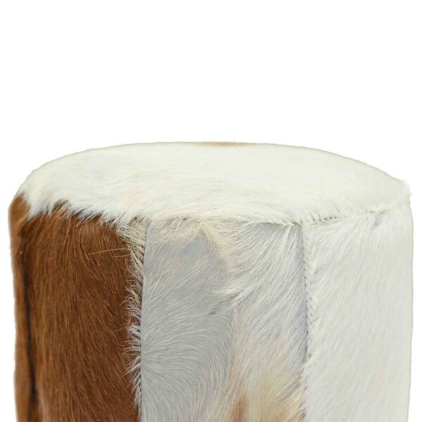 vidaXL Bar Stool Goatskin Leather and Solid Teak Wood - Image 7