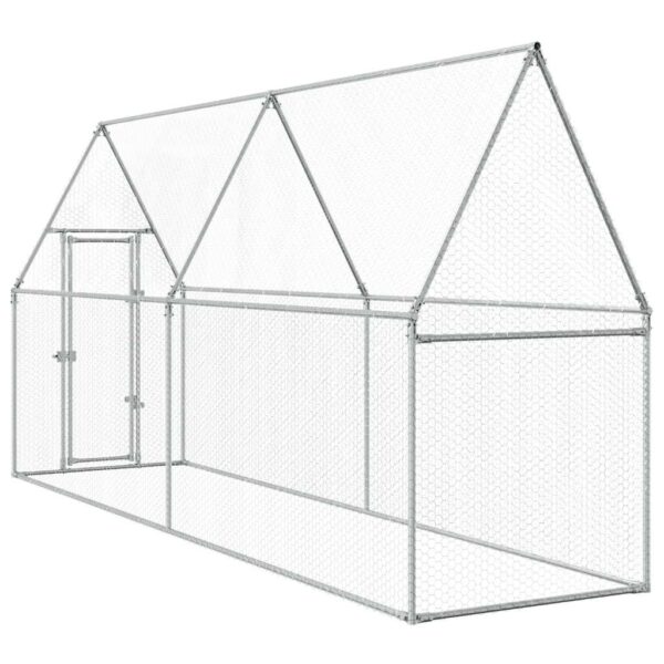 vidaXL Chicken Cage Silver 400x100x190 cm Galvanised Steel - Image 6
