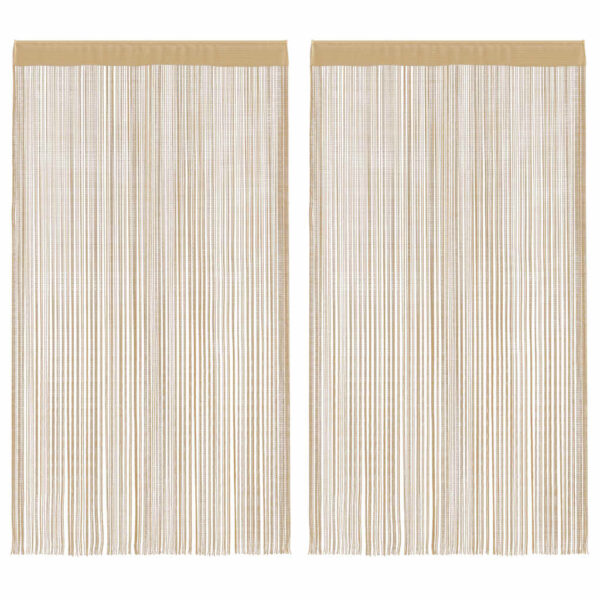 vidaXL String Curtains 2 pcs 140x250 cm Beige - Image 1