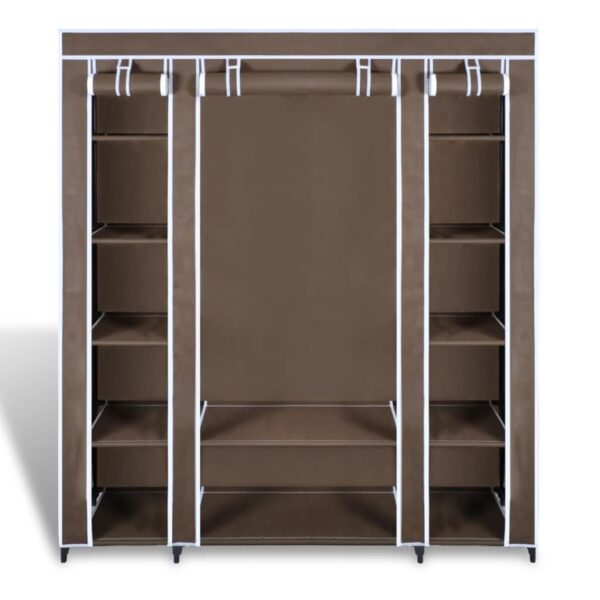 vidaXL Wardrobe with Compartments and Rods 45x150x176 cm Brown Fabric - Image 6