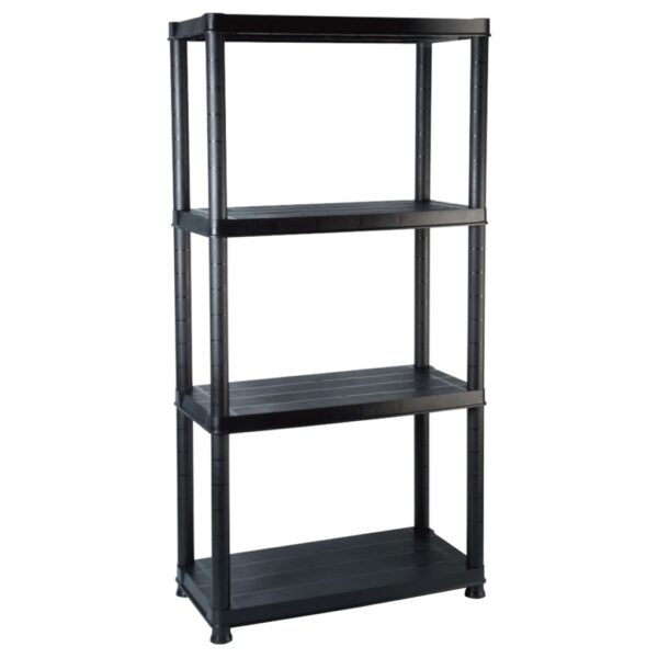 vidaXL Storage Shelf 4-Tier Black 61x30.5x130 cm Plastic - Image 2
