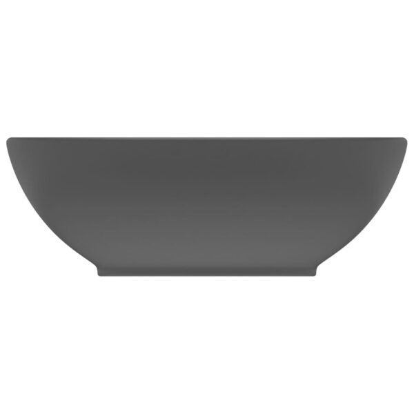 vidaXL Luxury Basin Oval-shaped Matt Dark Grey 40x33 cm Ceramic - Image 3