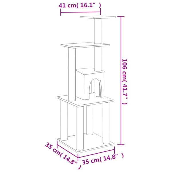vidaXL Cat Tree with Sisal Scratching Posts Cream 105 cm - Image 6