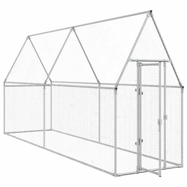 vidaXL Chicken Cage Silver 400x100x190 cm Galvanised Steel - Image 3