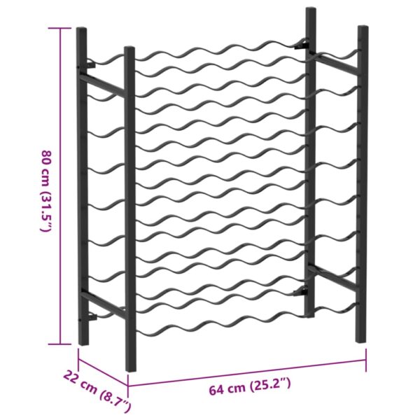 vidaXL Wine Rack for 48 Bottles Black Metal - Image 6