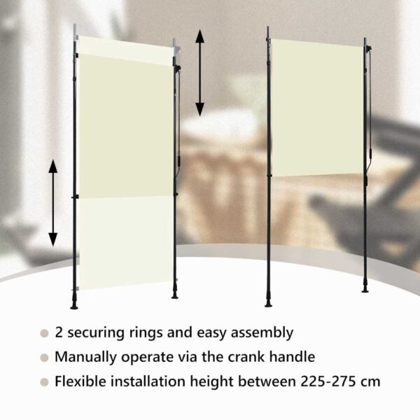 vidaXL Outdoor Roller Blind 100x270 cm Cream - Image 9