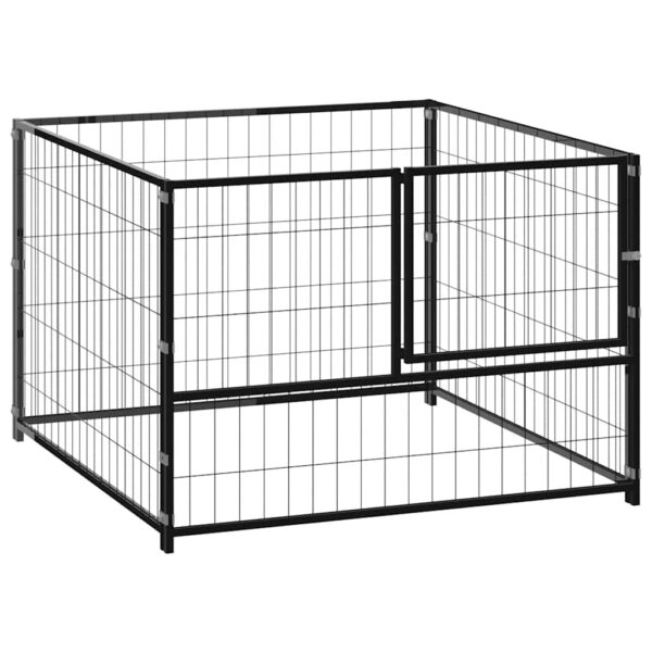 vidaXL Dog Kennel Black 100x100x70 cm Steel - Image 1