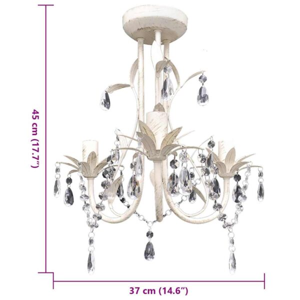 vidaXL Crystal Pendant Ceiling Lamp Chandelier Elegant White - Image 5