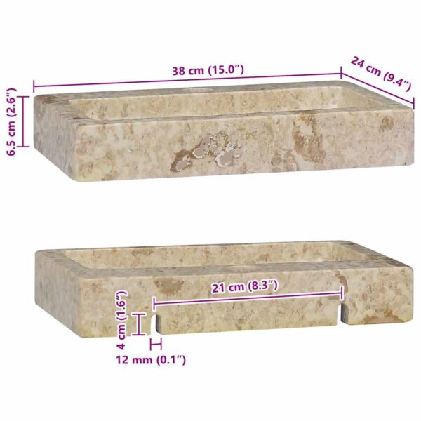 vidaXL Wall-mounted Sink Cream 38x24x6.5 cm Marble - Image 11