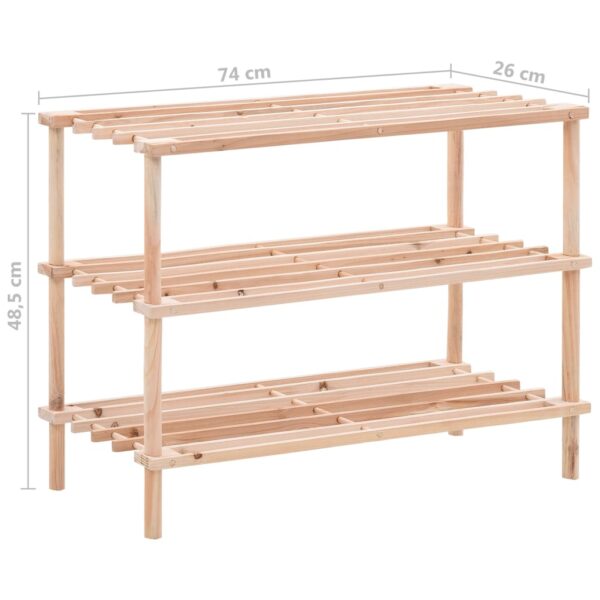 vidaXL 3-Tier Shoe Rack Solid Fir Wood - Image 6