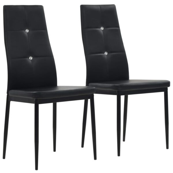 vidaXL Dining Chairs 2 pcs Black Faux Leather - Image 1