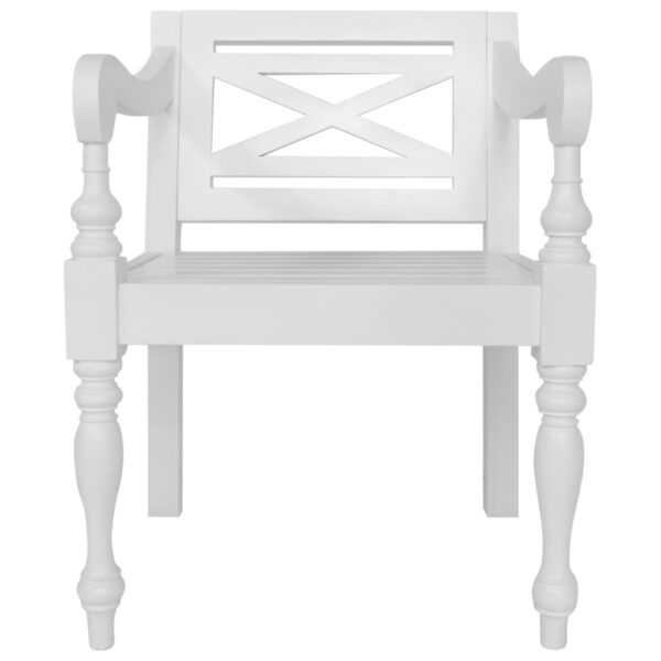 vidaXL Batavia Chairs 2 pcs White Solid Mahogany Wood - Image 3
