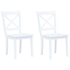 vidaXL Dining Chairs 2 pcs White Solid Rubber Wood