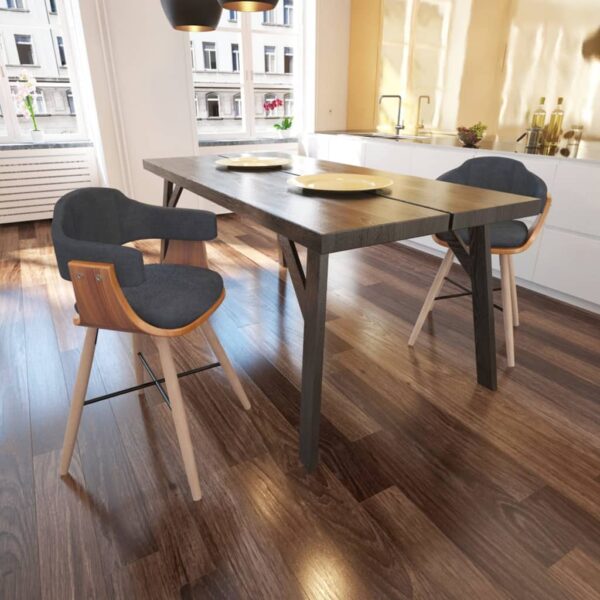vidaXL Dining Chairs 2 pcs Dark Grey Bent Wood and Fabric - Image 1