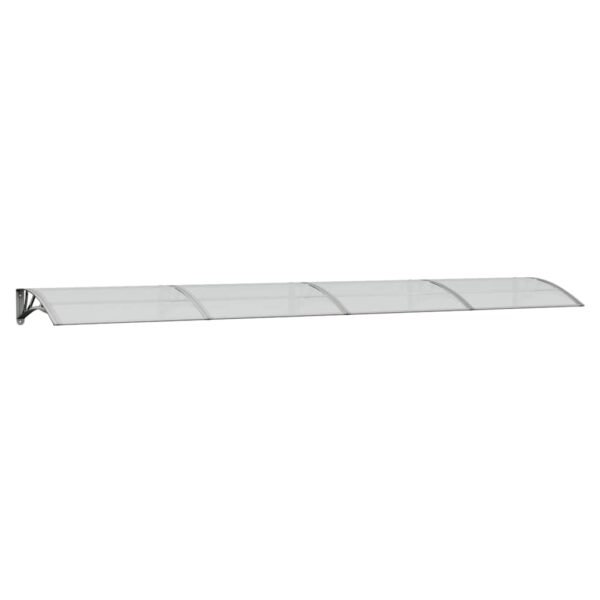 vidaXL Door Canopy Grey and Transparent 400x75 cm Polycarbonate - Image 2