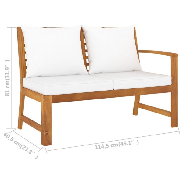 vidaXL 4 Piece Garden Lounge Set with Cushion Cream Solid Acacia Wood - Image 10