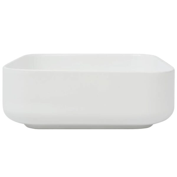 vidaXL Basin Square Ceramic White 39x39x13.5 cm - Image 3