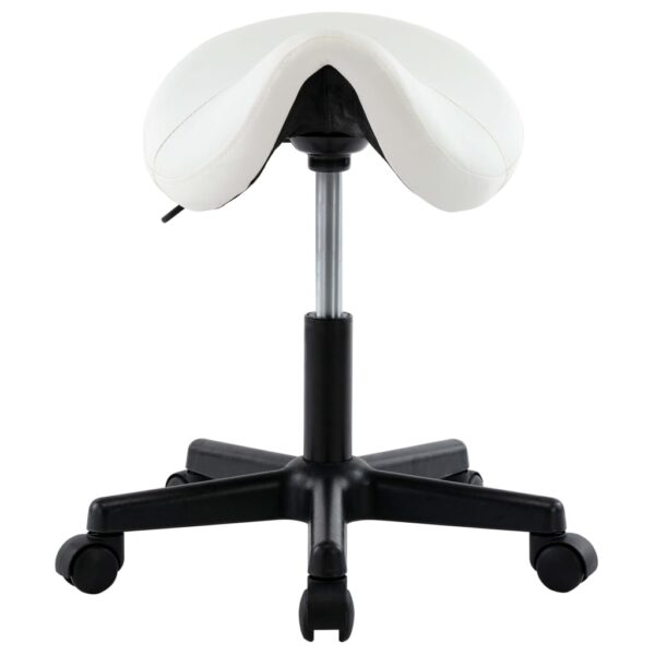 vidaXL Work Stool White Faux Leather - Image 2