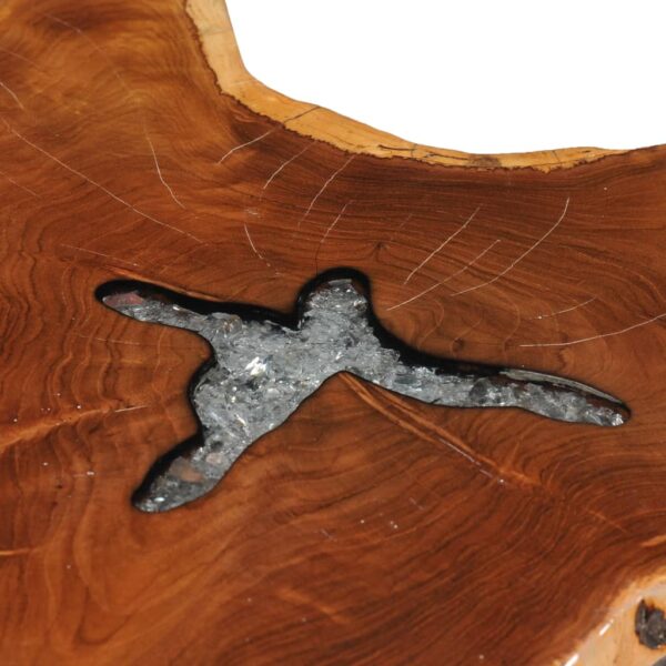 vidaXL Coffee Table 70x45 cm Solid Teak Wood and Polyresin - Image 5