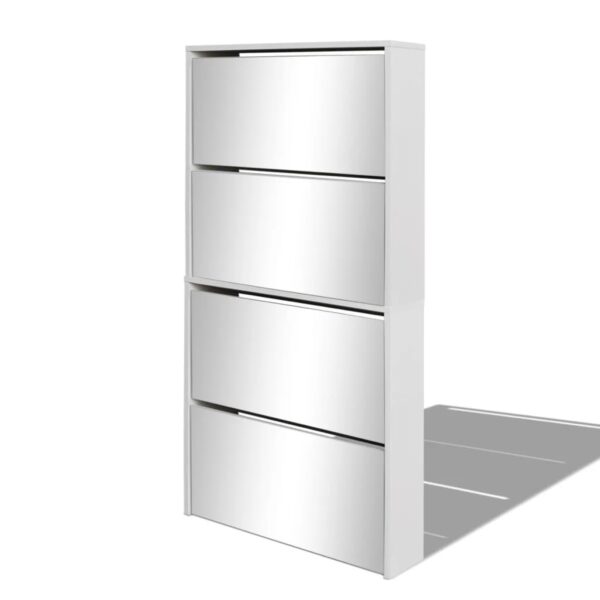 vidaXL Shoe Cabinet 4-Layer Mirror White 63x17x134 cm - Image 2