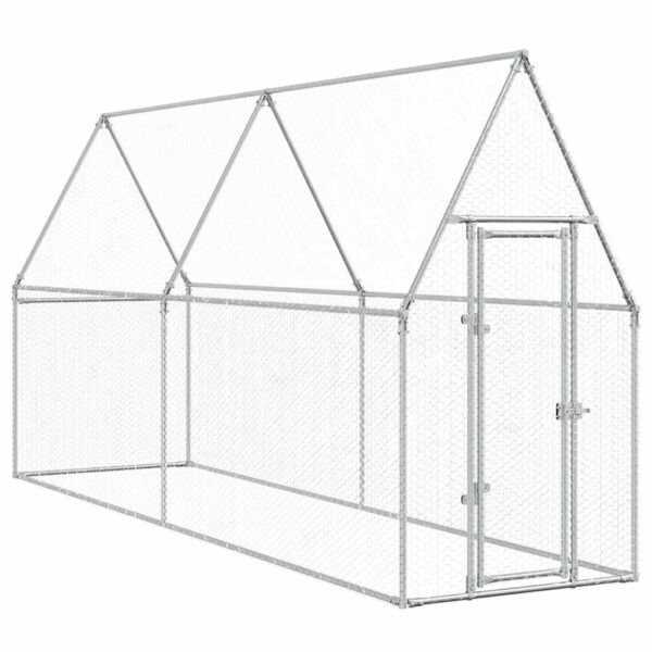 vidaXL Chicken Cage Silver 400x100x190 cm Galvanised Steel - Image 2