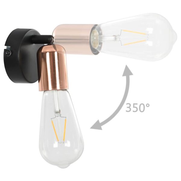 vidaXL Spot Lights 2 pcs with Filament Bulbs 2 W Black and Copper E27 - Image 7