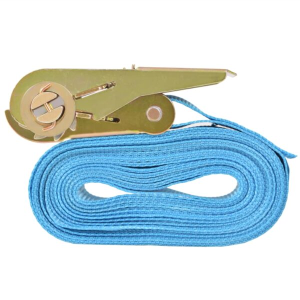 vidaXL Ratchet Tie Down Straps 10 pcs 0.8 Tonnes 4mx25mm Blue - Image 4