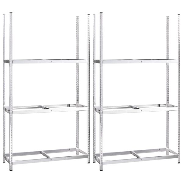 vidaXL 3-Layer Tire Racks 2 pcs Silver 110x40x200 cm Steel - Image 2