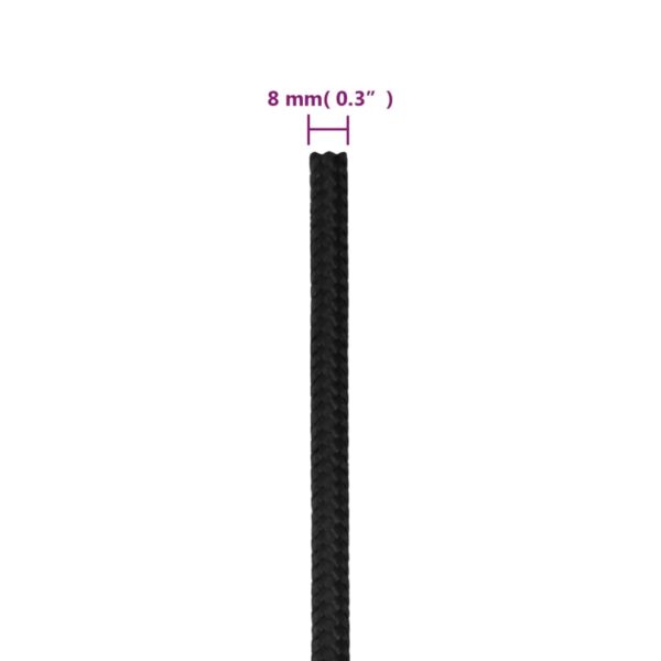 vidaXL Boat Rope Full Black 8 mm 25 m Polypropylene - Image 6