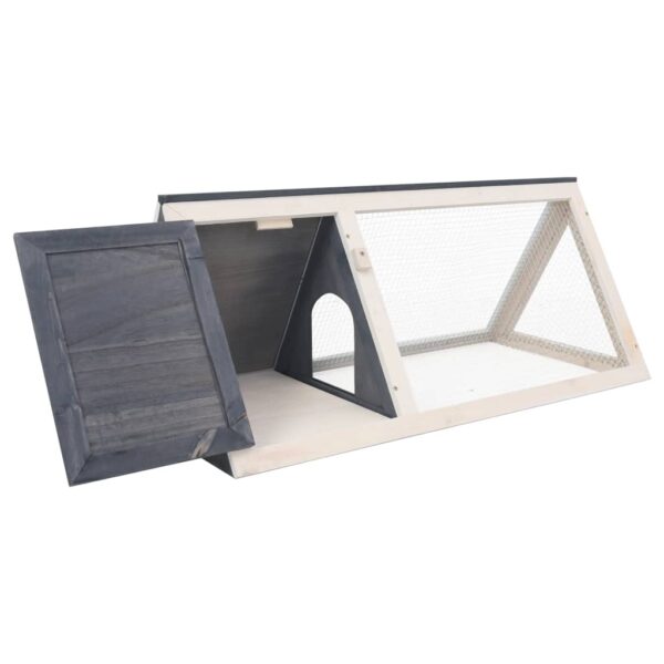 vidaXL Animal Rabbit Cage Grey Wood - Image 2